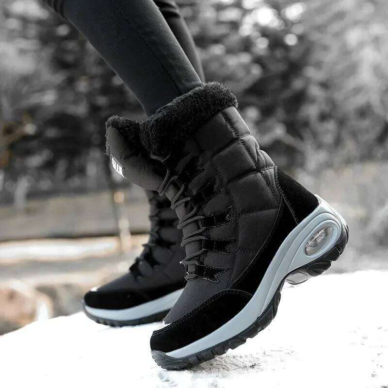 Thigh High Platform Fur Warm Snow Winter Shoes Waterproof Slip on Women Comfortable Outdoor Ankle Hiking Boots