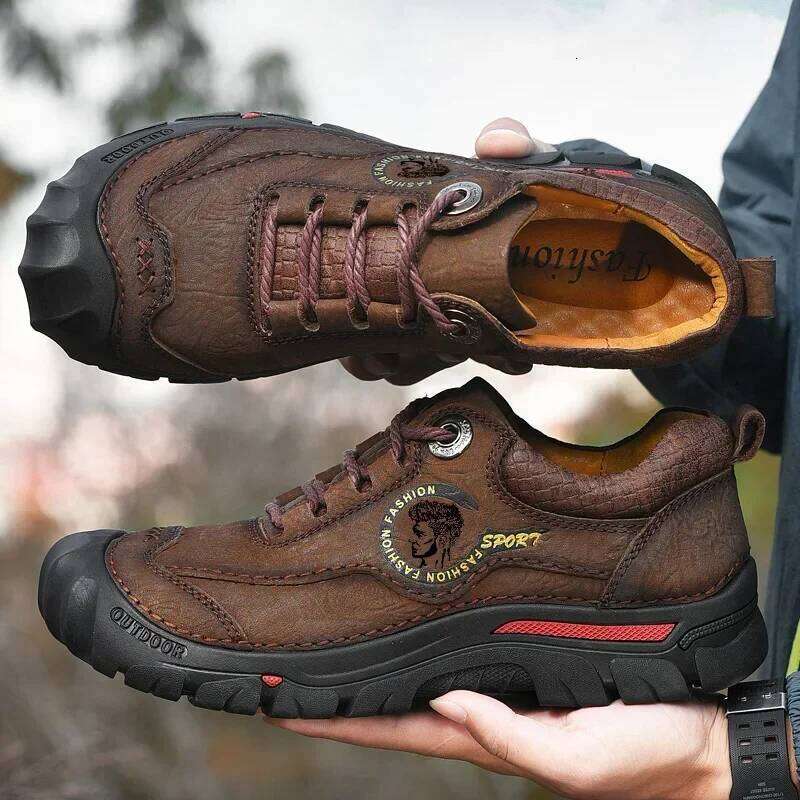 Outdoor Camping Hiking Men Genuine Leather Sports Sneakers Man Travel Casual Shoes Leisure Walking Climbing Men's Footwear SPLELED