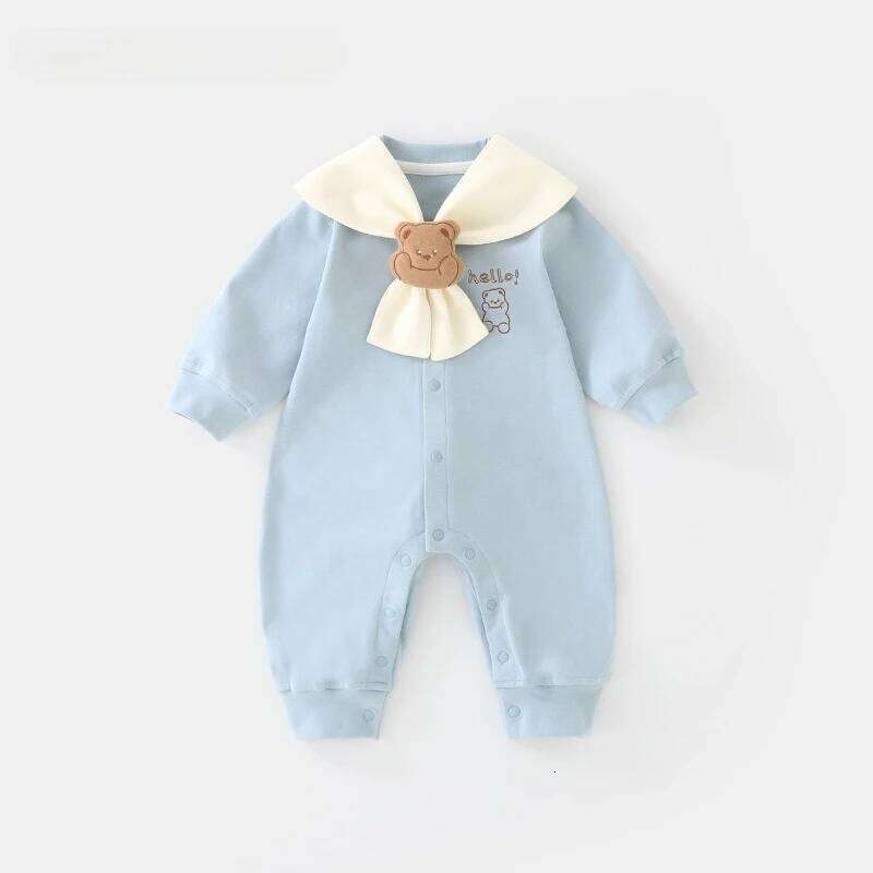 Spring Autumn Navy Collar Long Sleeve Romper - Baby Boy & Girl Infant Outerwear Bodysuit 26H0224