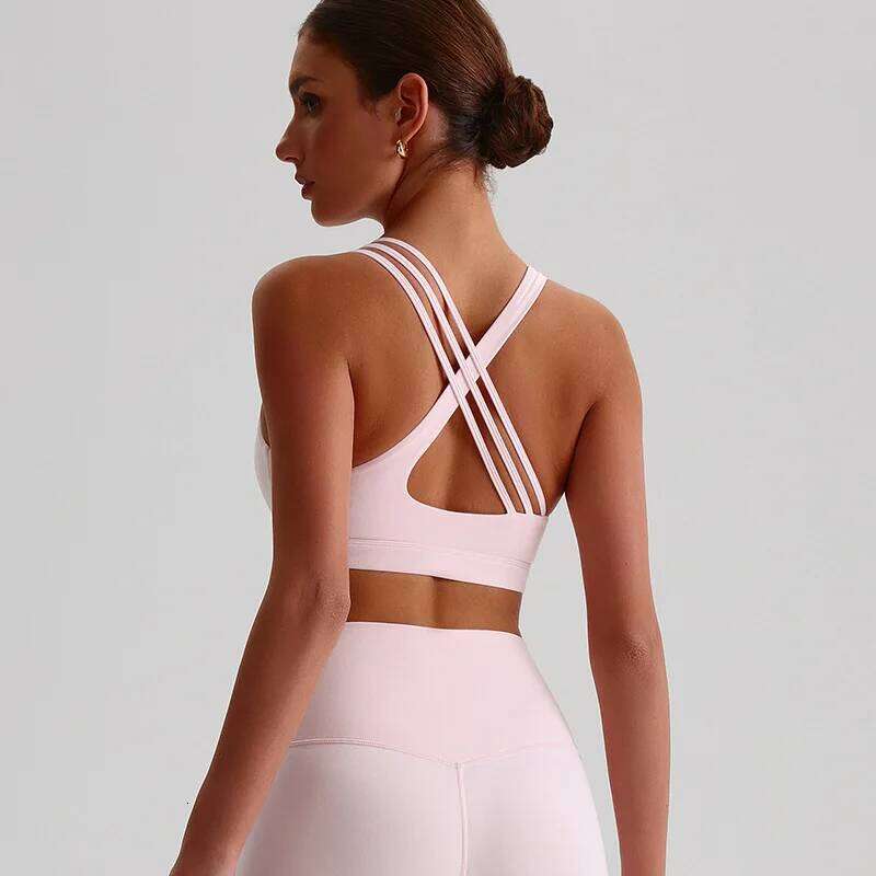 Solid Color Women Cross High Strength Shoulder Strap Fitness Bra Tight Sport Top Comprehensive Training Gym Yoga Underwear 26Y0224