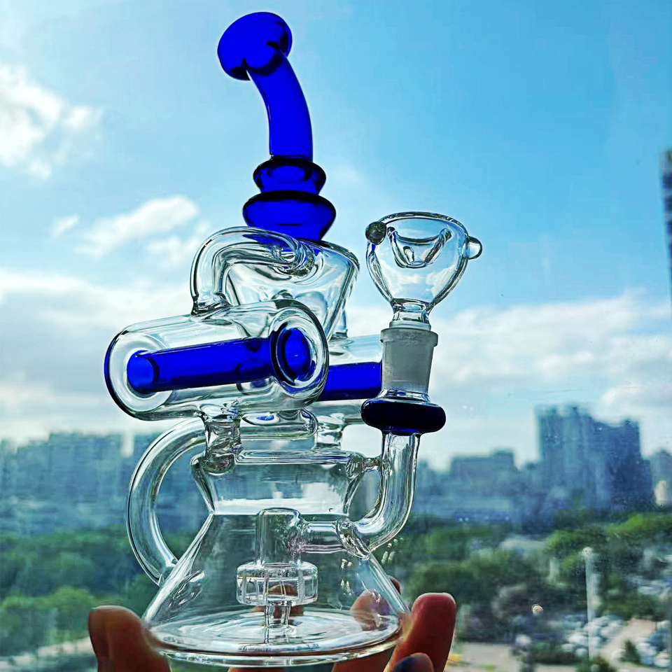 Recycler Glass Bong Heady Big Glass Water Pipes Bubbler Smoking Pipes Oil Hookahs With 14mm banger
