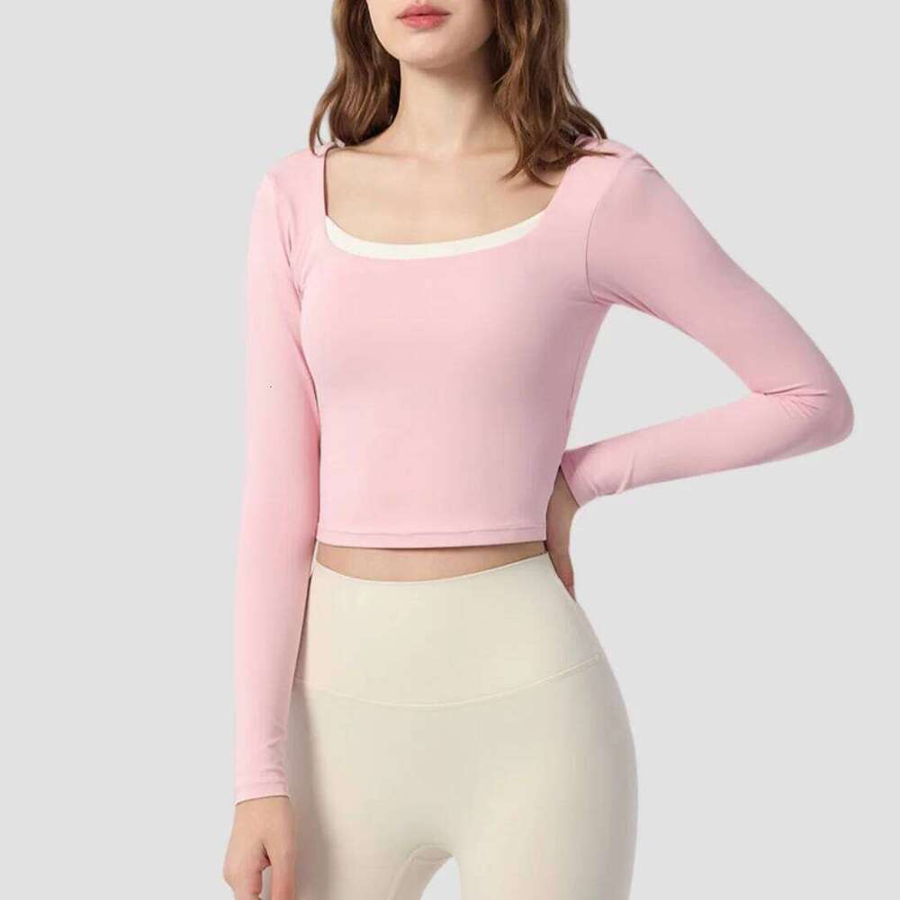 Long Sleeve Yoga for Women Gym with Fixed Chest Pad Shockproof Color-Block Beauty Pilates Fitness Top Sportswear 26Y0224