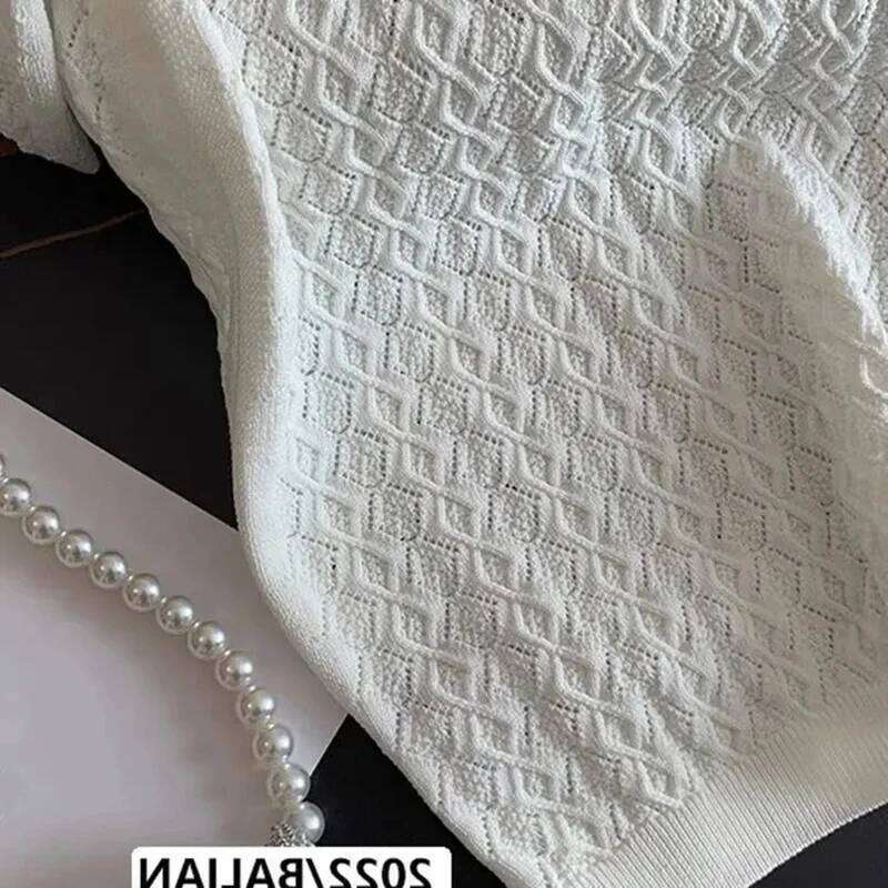 Ice Silk Polo Shirt Knitted Short Sleeve T-Shirt Summer Chic Thin Unique Jacquard Women Tops 2026 Korean Style Womens Clothing 26W0224