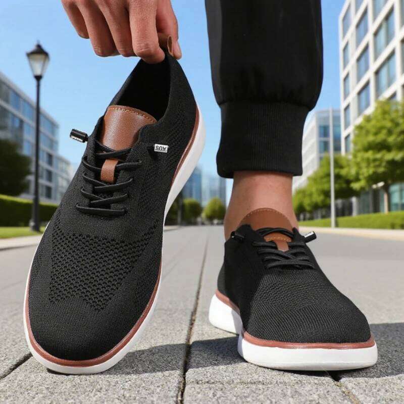 Men's Sneakers Knitted Mesh Fashionable Flat Trendy Breathable Multifunctional Street Casual Versatile Shoes