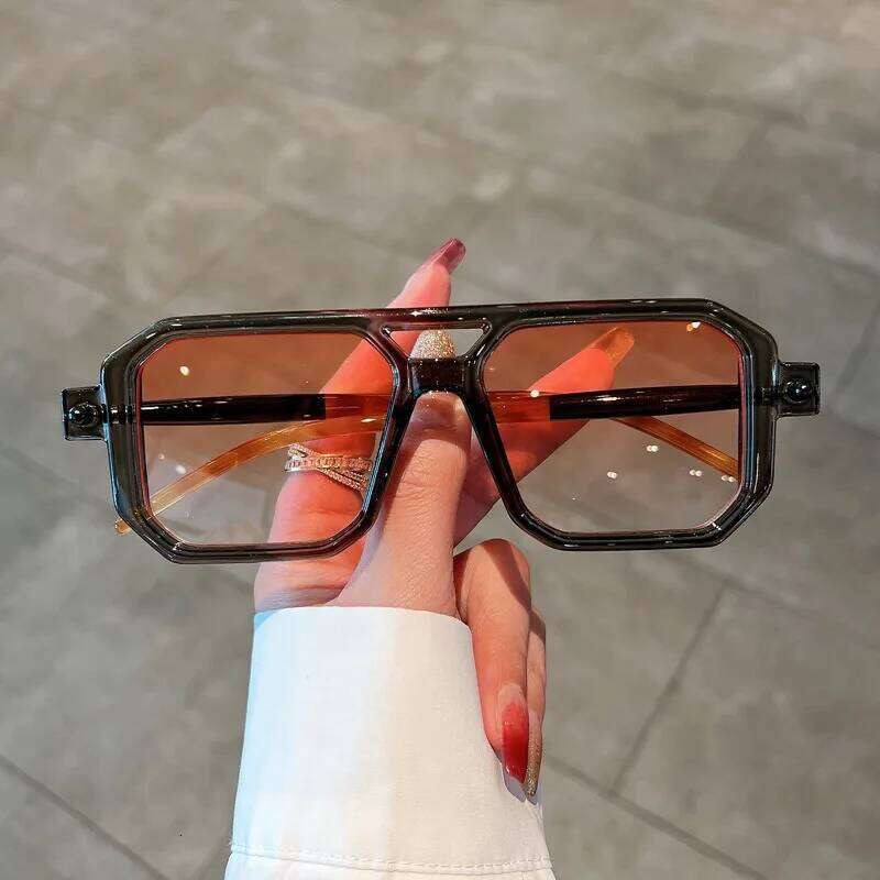 New Double Bridges Square Sunglasses Women Fashion Gradient Shades UV400 Retro Polygon Men Sun Glasses 26W0224