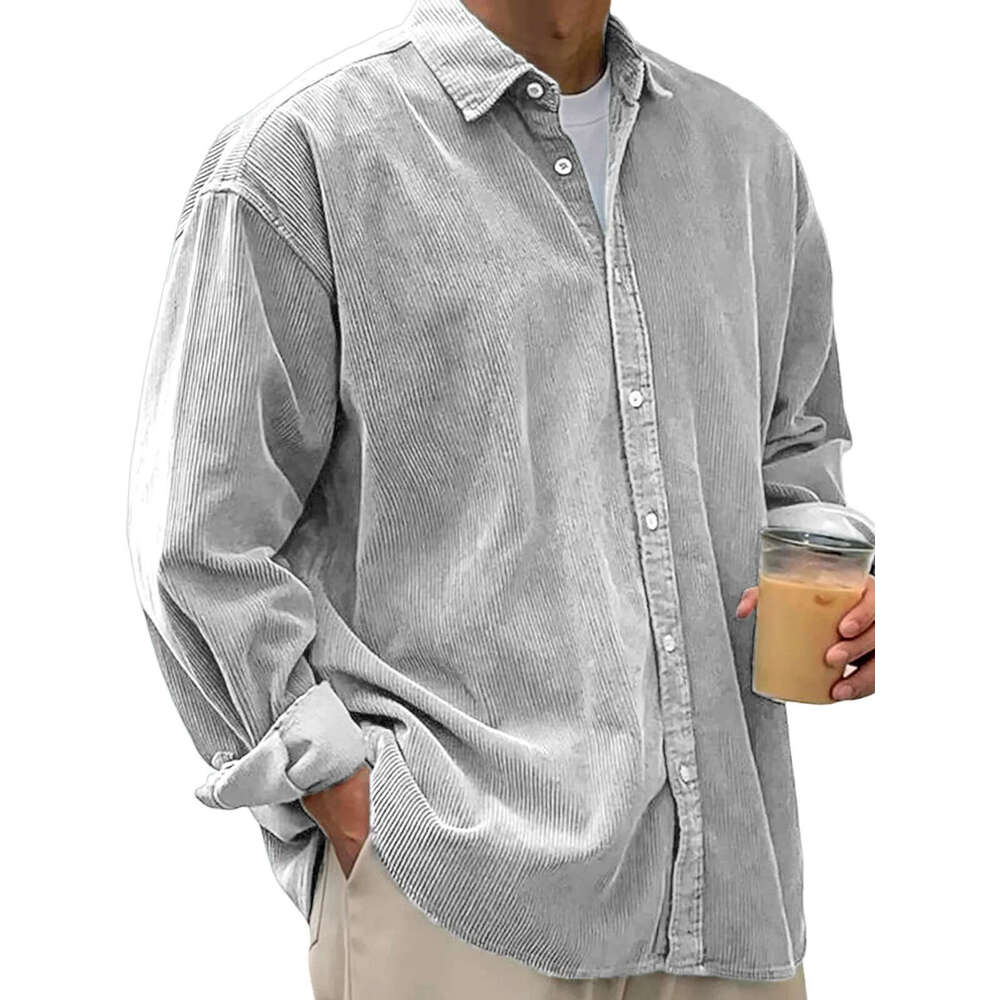 Cross-Border New Corduroy Men Long Sleeve Trendy Brand Casual Loose Autumn Winter Thick Shirt Men's Jacket