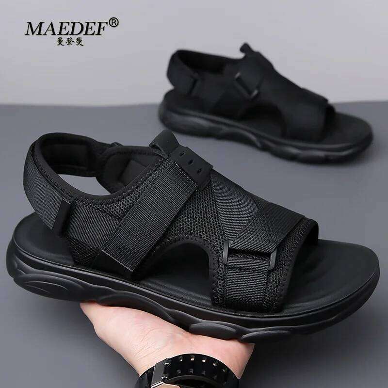 MAEDEF Men Summer Casual Beach Outdoor Flat Shoes Non Slip Comfortable Lightweight Breathable Durable Fashion Sandals