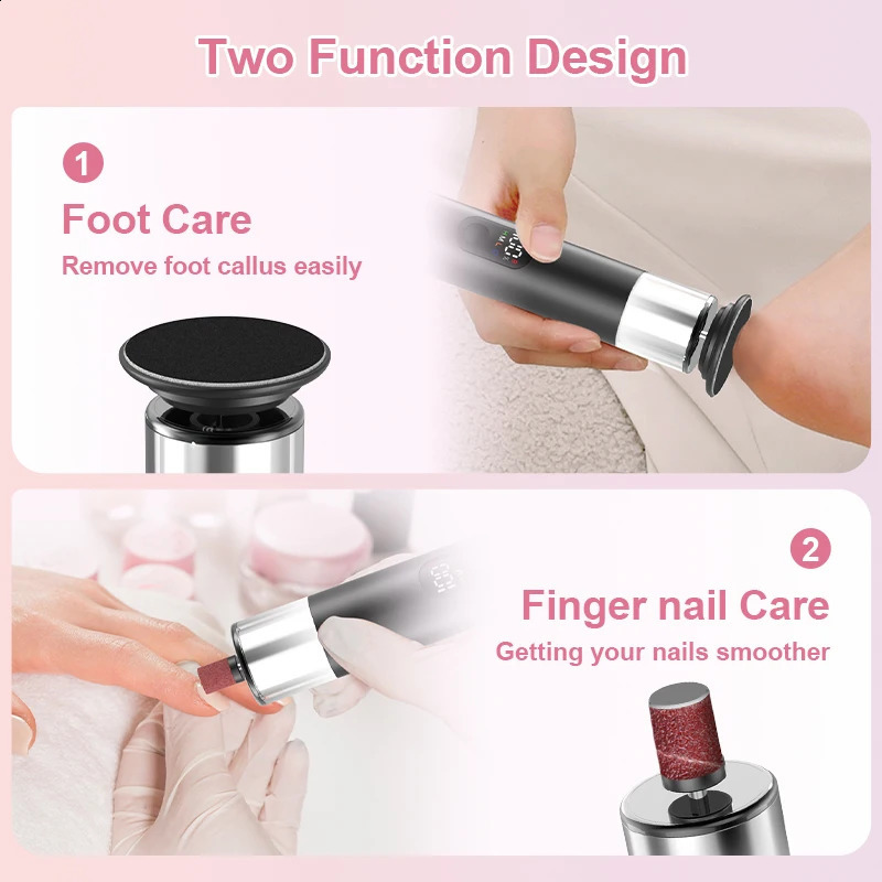 Electric Foot Grinder For Feet 2-In-1 Foot File Nail Polisher Electric Callus r Pedicure File Unisex With Gift Box 260126
