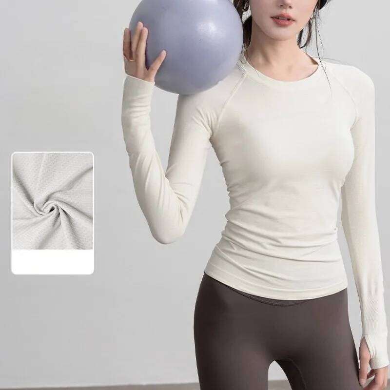 New Seamless Long Sleeve Workout Top, Moisture-Wicking Fitted Tee for Running, Yoga & Gym 26Y0224