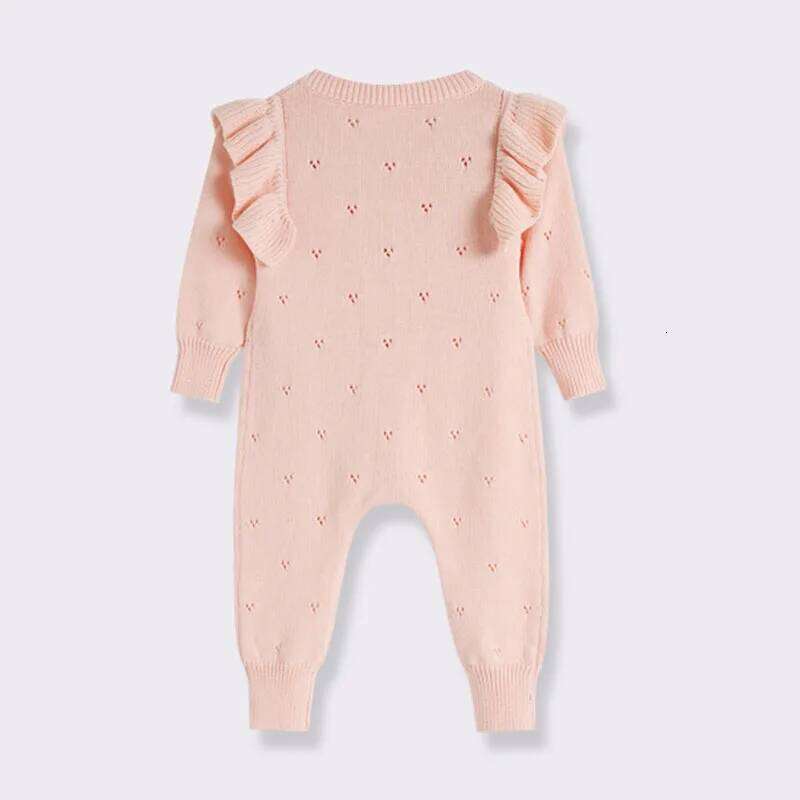 New Autumn 0-24M Clothing Infant Girls Jumpsuit Long Sleeved Solid Color Knitted Toddler Baby Girl Romper 26Y0224