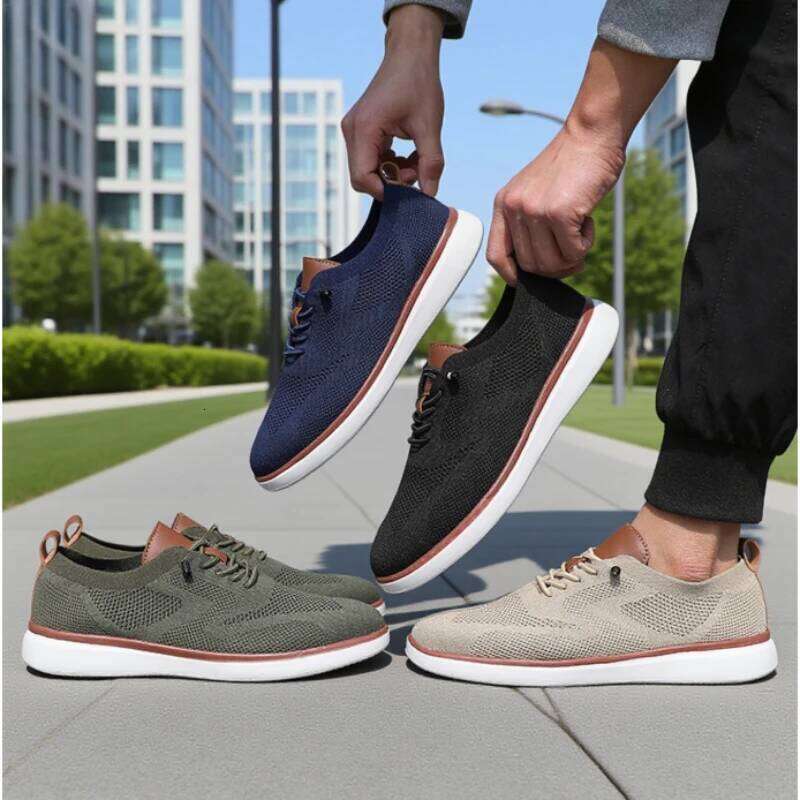 Men's Sneakers Knitted Mesh Fashionable Flat Trendy Breathable Multifunctional Street Casual Versatile Shoes