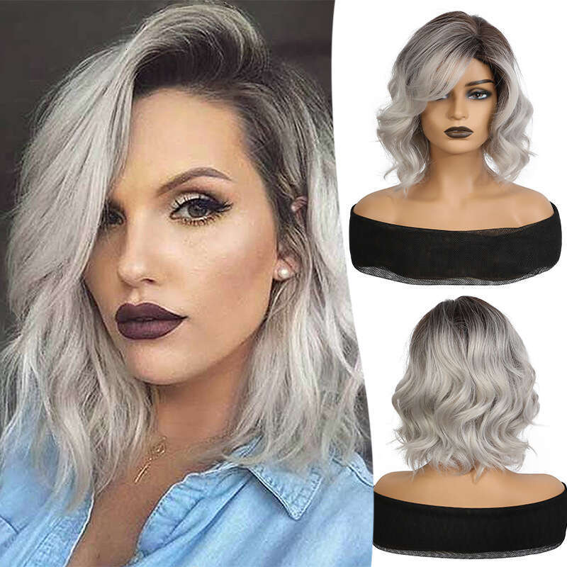 New Full-Head For Women, Gradient Color Short Curly Hair, European And American Cross-Border Full Wig Hair Wings SHXI