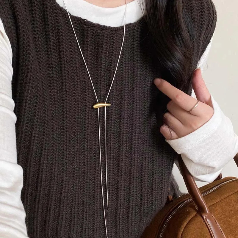 Minimalist Silver Color Matte Snake Bone Chain Necklace for Women Fashion Adjustable Long Sweater Chain Neck Jewelry 260208