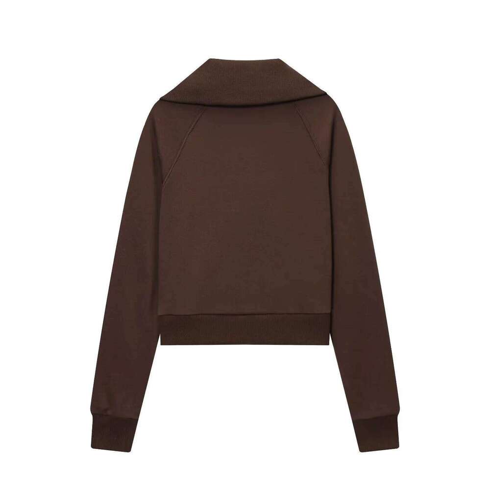 Mardi Hefxessdr Autumn New Women s Casual Lapel Lon Sleeved Zipper Fleece Jacet Hih Waisted Terry Flared Trousers