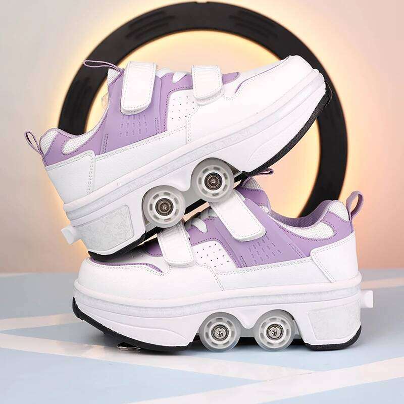Children Roller Sneakers With 4 Wheels Skates Adult Runaway Parkour Deformation Shoes For Women Men Youth Kids Gift 26W0224