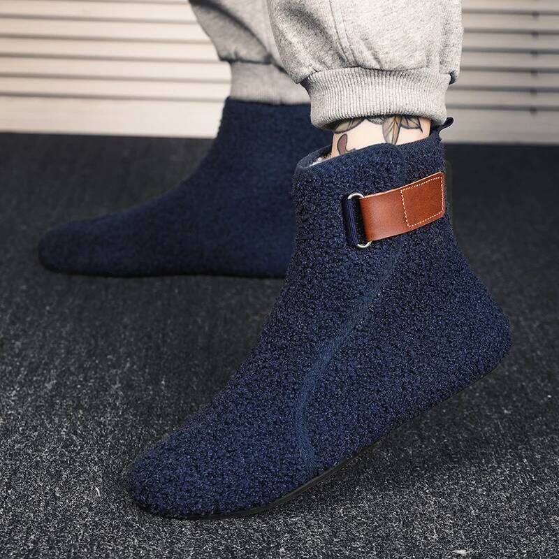 MAEDEF Men's High Top Winter Cotton Man Warm Slippers Loafers Thin Bottom Lightweight Plush Casual Shoes for Men