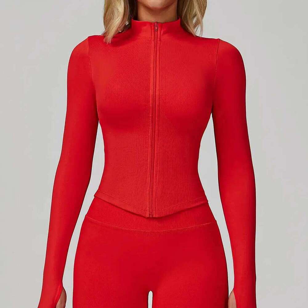 Seamless Women Sport Standing Collar Long Sleeve Shirt Workout Coat Gym Training Sports Running Fitness Top Yoga Clothes 26Y0224