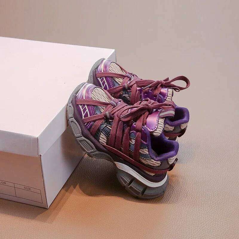 Children's Sneakers Chunky 2024 New Girls Basketball Fashion Versatile Kids Causal Boys Sports Shoes for School Breathable 26W0224