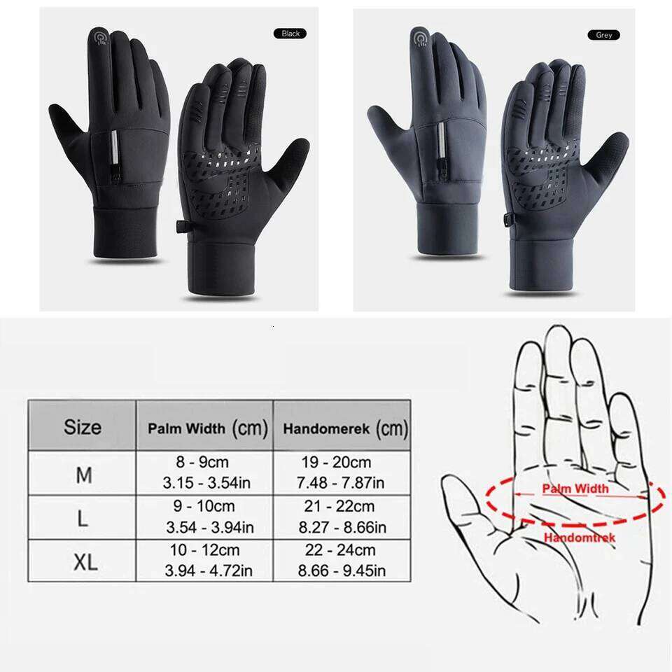 GOBYGO Waterproof Silicone Anti-Slip Cycling Touch Screen Warmth Fleece-Lined Thickened Outdoor Fishing Gloves 26H0224
