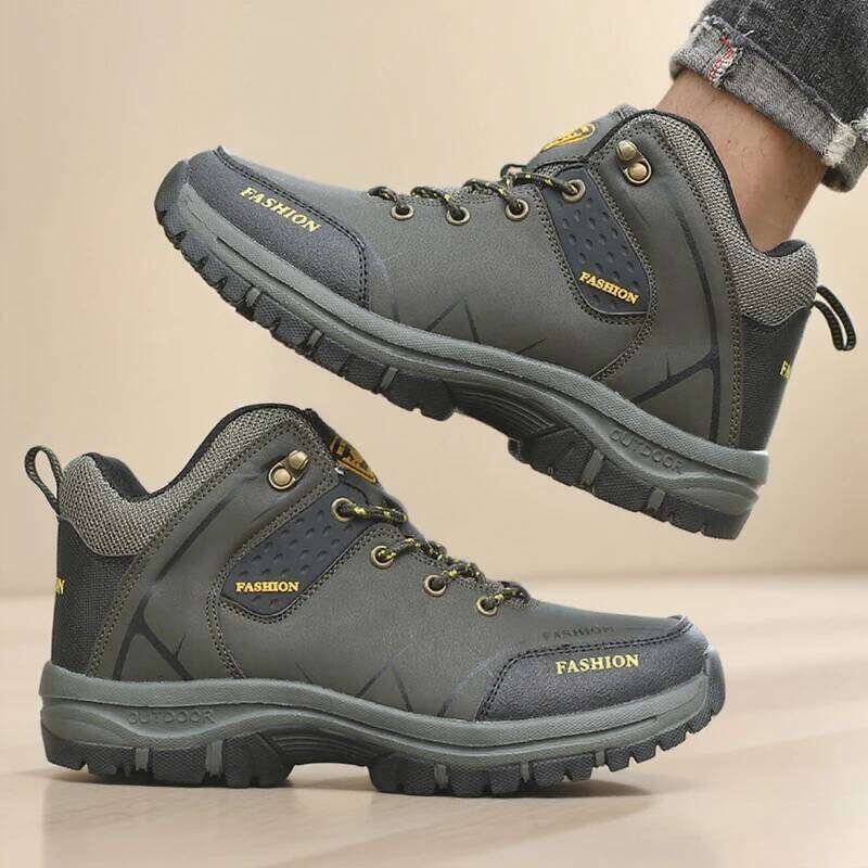 Men's High Top Bare Boots Waterproof PU Leather Classic Matching Hiking Shoe Outdoor Comfortable Breathable Anti Slip Work Shoes
