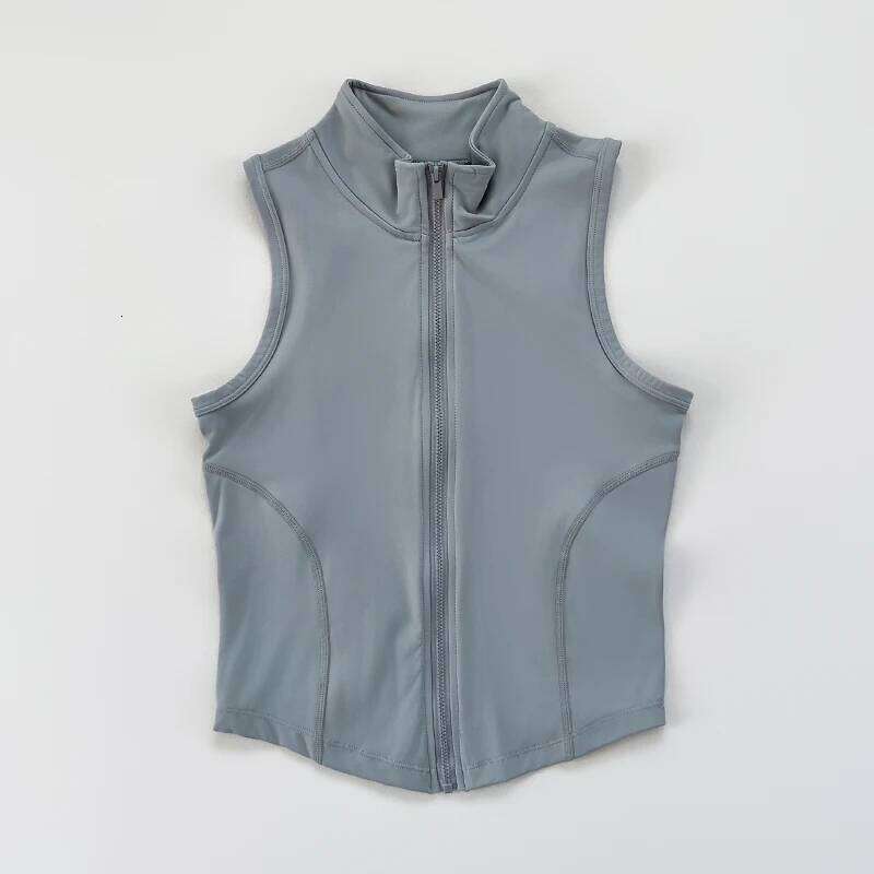 Women's yoga, fitness, sports clothing, sleeveless stand-up collar, zipper exercise vest, slender yoga and fitness vest 26Y0224