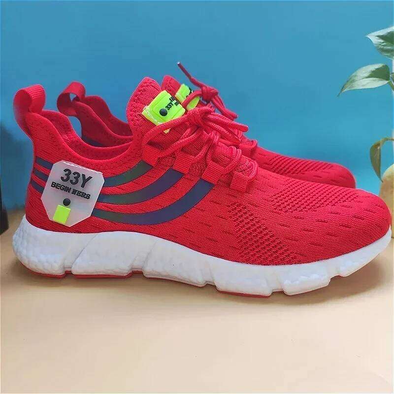 Men's Knitted Mesh Breathable Comfortable Ultra Light Running Anti Slip Fashionable Outdoor Walking Training Jogging Shoes