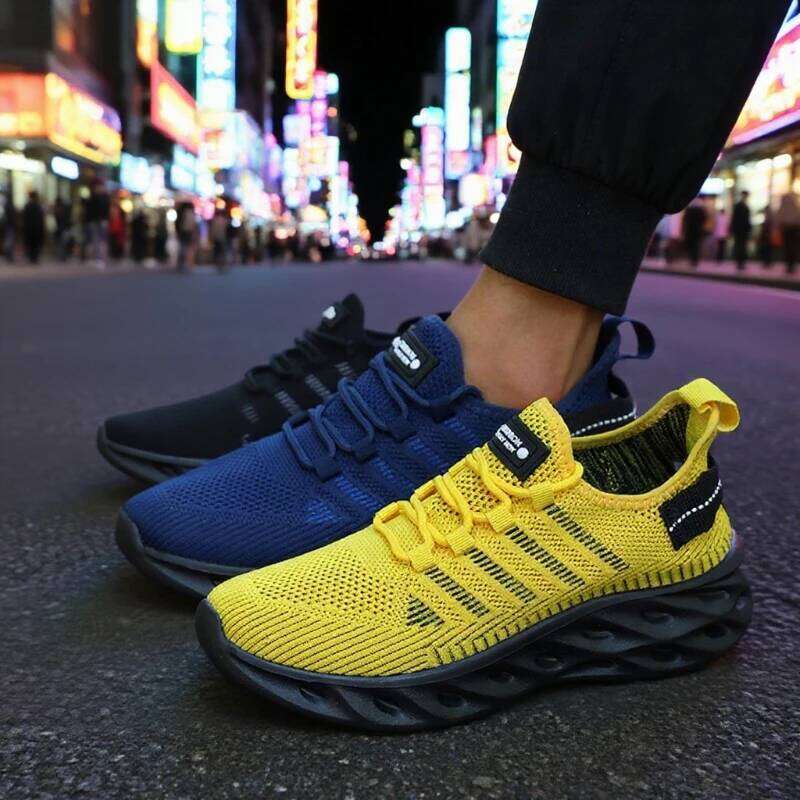Men's Knit Running Lightweight Stylish Unique Hollow Out Sole for Shock Absorption Sneakers Breathable Breath Mens Shoes