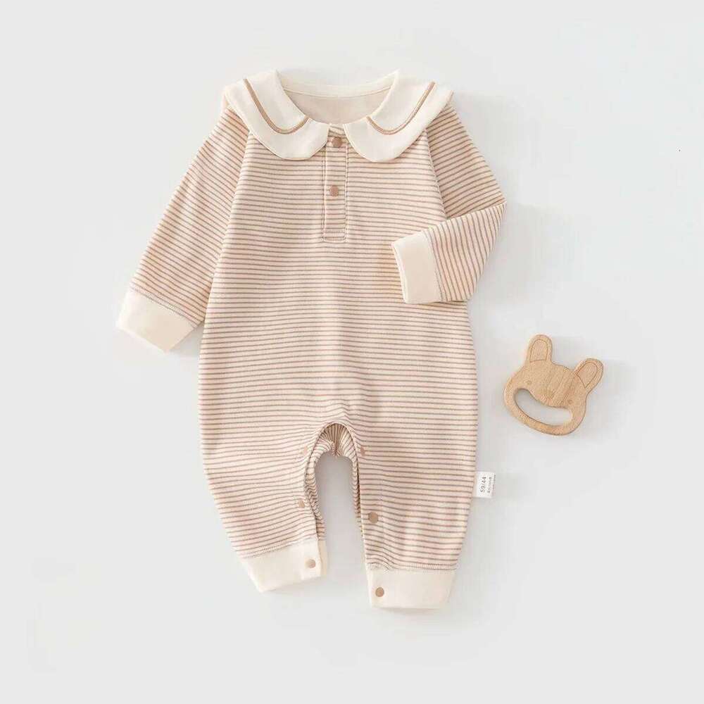 2026 Spring Cotton Newborn Jumpsuit Baby Bodysuits and One-pieces 0-24M Boys Girls Sailor Collar Stripe Boneless Soft Romper 26H0223