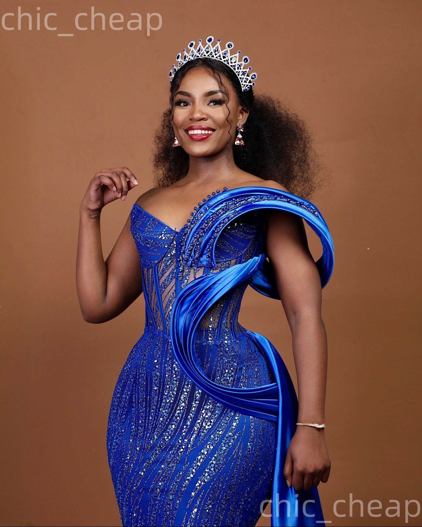 Aso Ebi Royal Blue Mermaid Prom Dresses 2026 Beaded Sequined Sweetheart Evening Formal Party Second Birthday Engagement Gowns Dress For Special Occasi