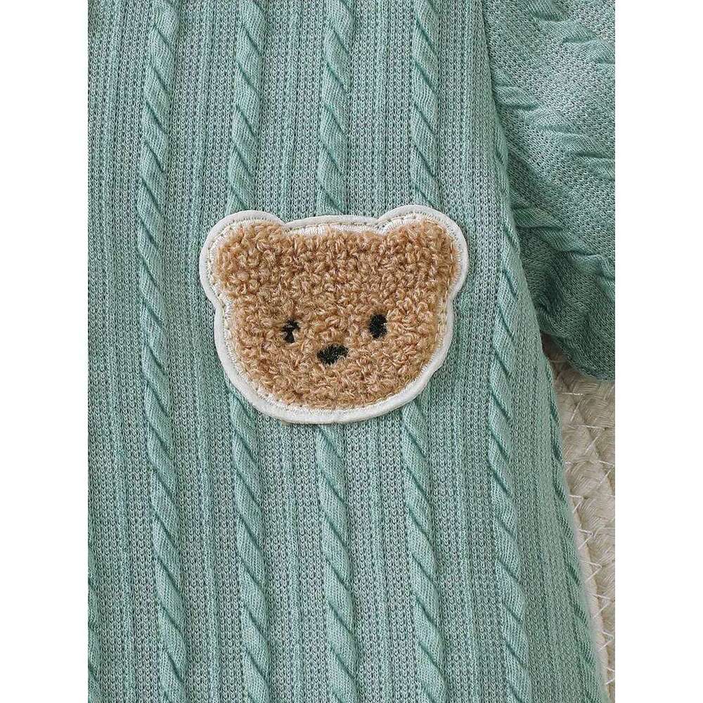 Newborn Boy Romper Short Sleeved Striped Lapel with Little Bear Pattern Gentleman's Jumpsuit Summer Baby Onesie1-18Months 26Y0224