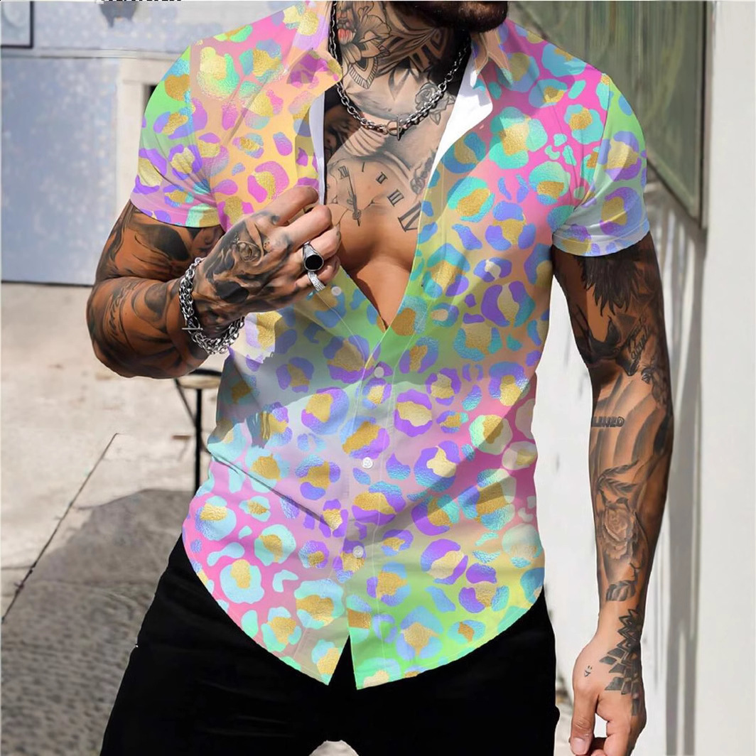 2025 Summer Mens Travel and Vacation Trend 3D Printed Short Sleeve Casual Shirt 240807