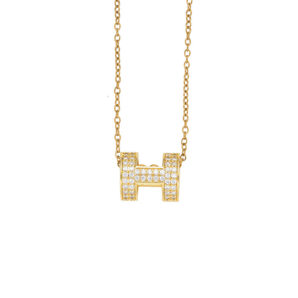 H Round Ring Necklace Simple Fashion Autumn Winter Elegant Collarbone Chain Design Sense Accessory