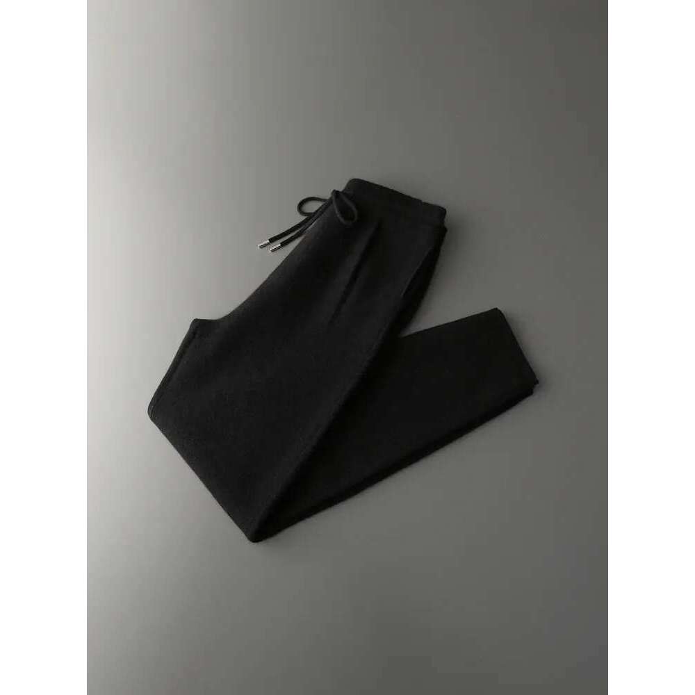 Men's Tracksuits Men Mock Neck Zippers Cardigan Cashmere Sweater Pants Sets Elastic Waist Pencil Trousers Knitted Thicken Clothing Free Shipping