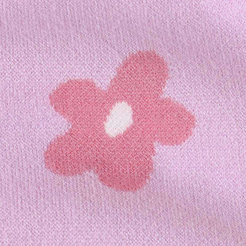 Purple Baby Girls Rompers Floral Knit Newborn Crew Neck Long Sleeve Jumpsuits Infant & Toddler Playsuits 0-18m Clothes 26H0224