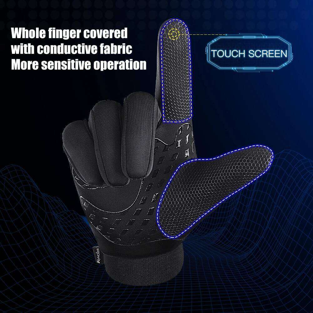 1 pair of autumn winter outdoor sports men's and women's thick velvet touch screen skiing warm riding gloves, windproof 26H0224