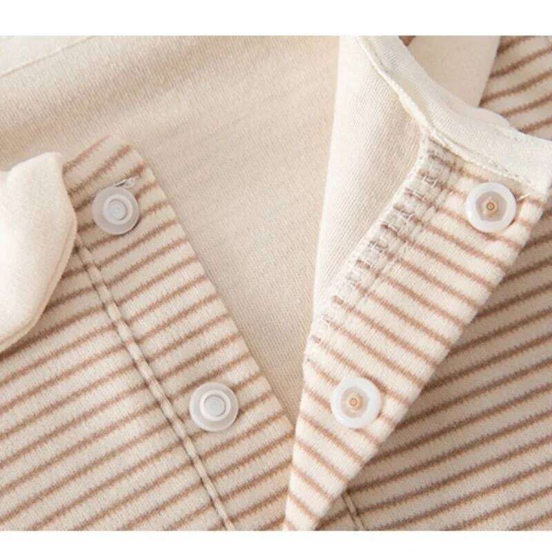 2026 Spring Cotton Newborn Jumpsuit Baby Bodysuits and One-pieces 0-24M Boys Girls Sailor Collar Stripe Boneless Soft Romper 26H0223