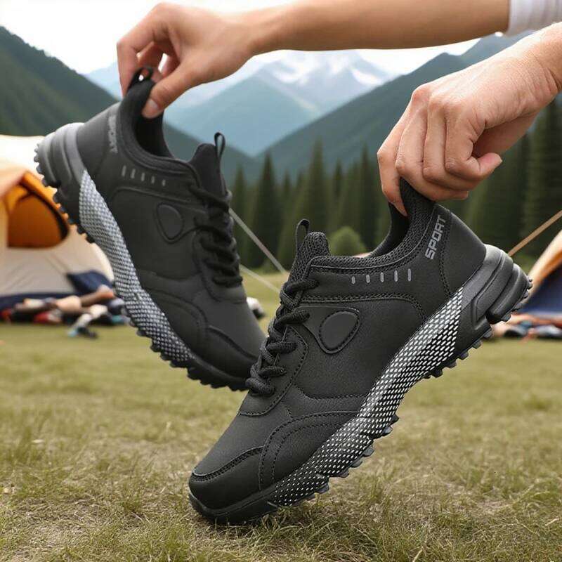 High Quality Men's Wear Resistant PU Leather Trail Hiking Shoes All Day Comfort Trendy Look Waterproo Fwork Sneakers