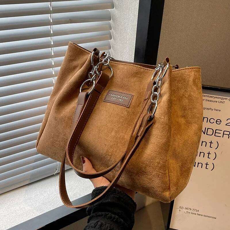 Fashion Large-Volume Suede Stylish Commuter Tote Bag Ladies with One Shoulder Bags for Women Purses and Handbags Z260224