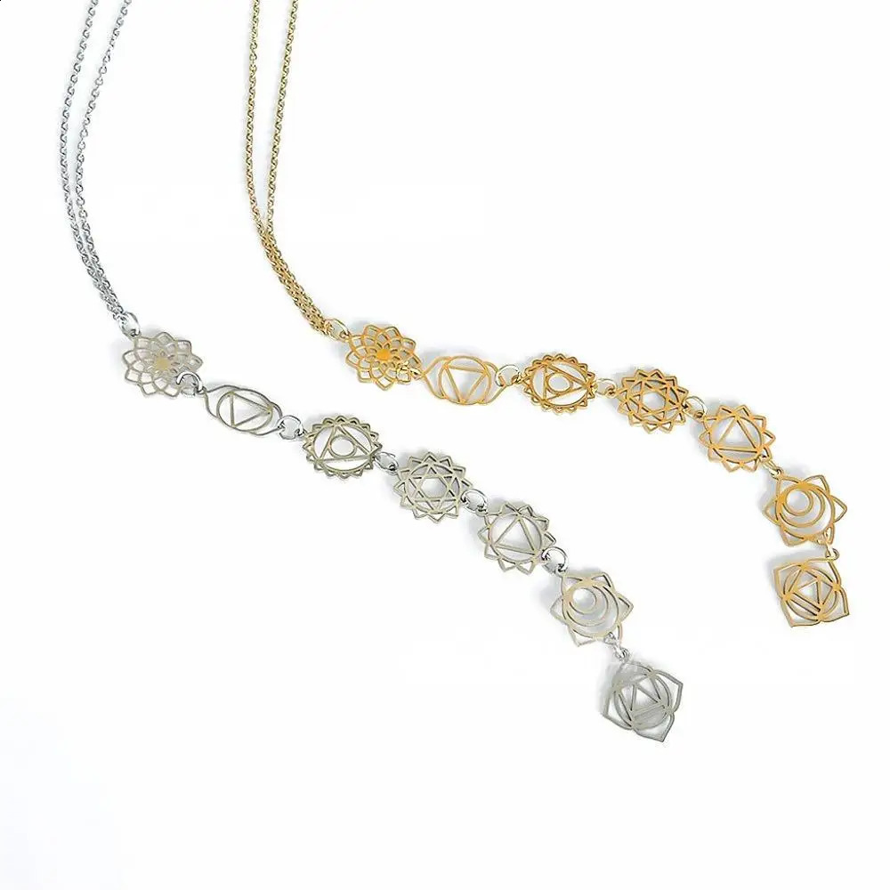 KityKiss 7 Chakra Yoga Necklace Hypoallergenic Gold Pendant for Meditation Boho Spiritual Gift 260208