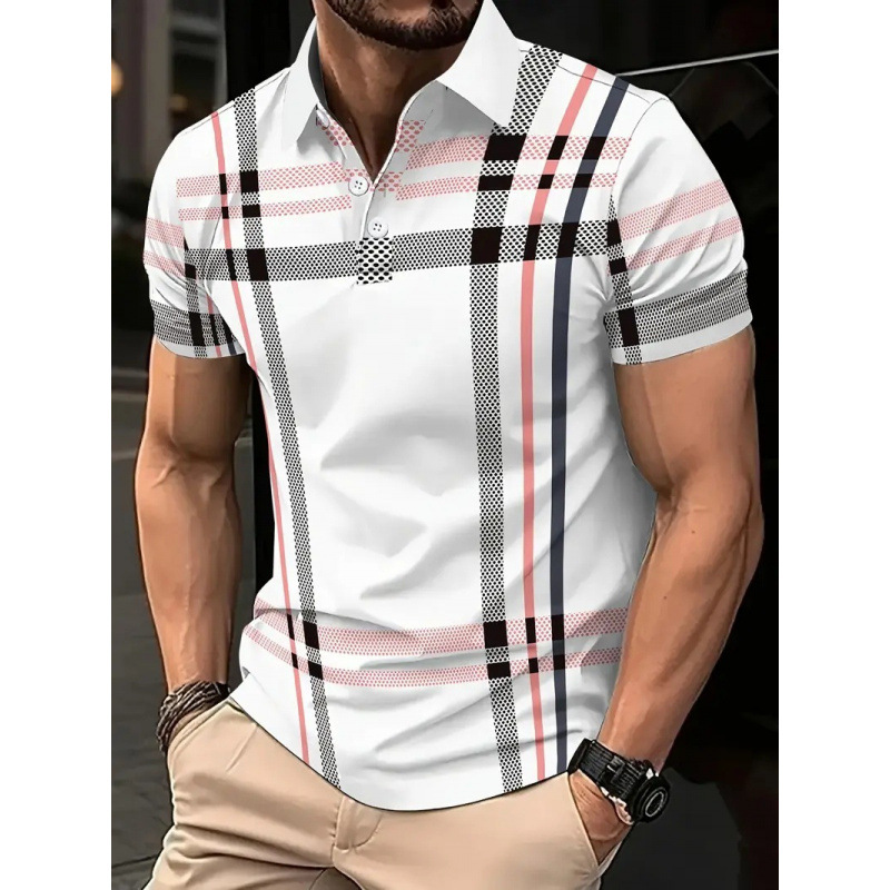 Luxury Brand Designer Clothes 2025 European And American Cross-Border Independent Station Summer Men's Color-Blocked 3D Printed Short-Sleeve Butt