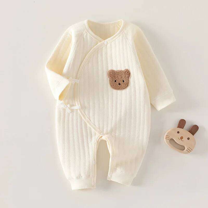 Newborn Winter Thick Butterfly Three-layer Warm Baby Crawling Clothes Spring and Autumn Rompers Bodysuit 26H0224