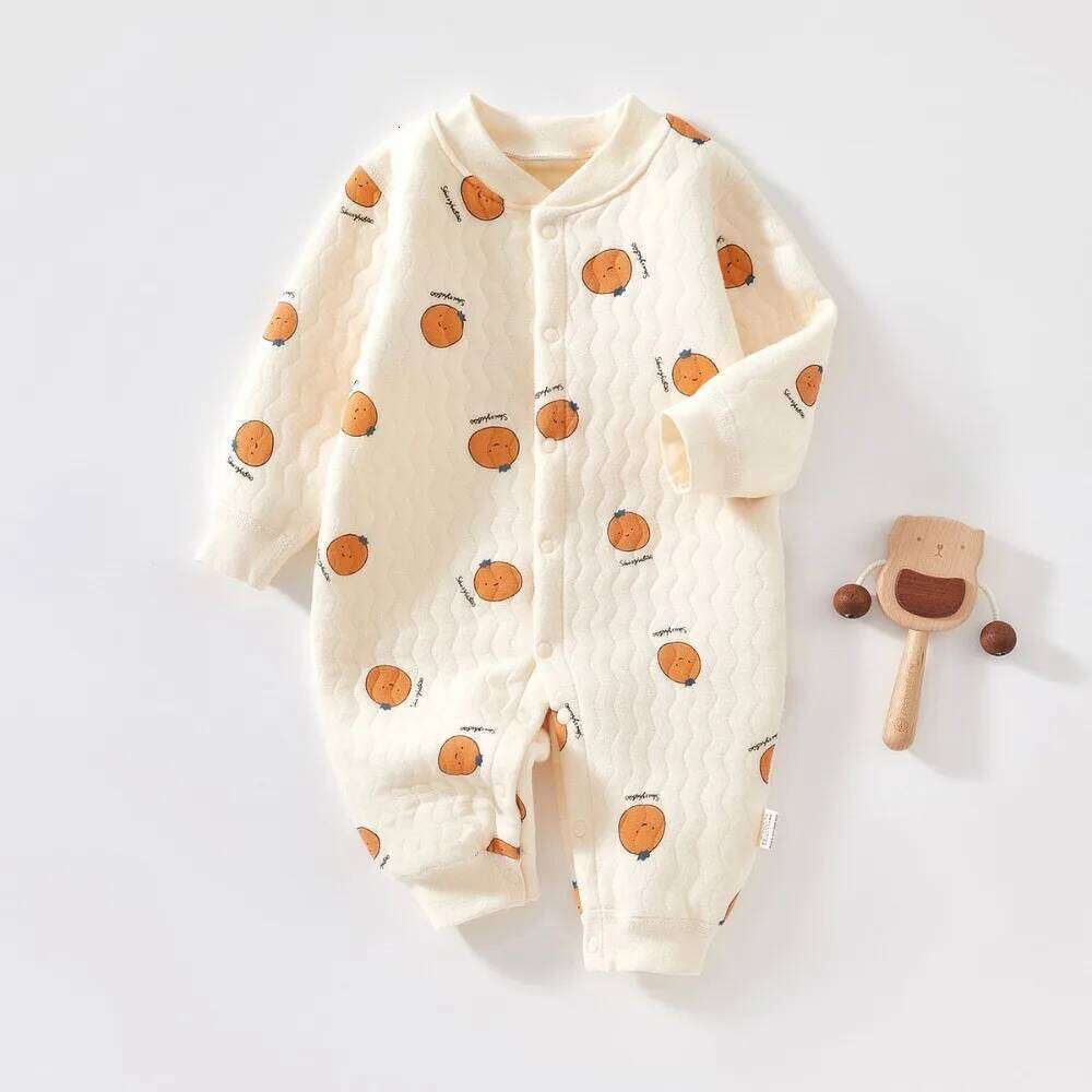AYNIGIELL Warm Autumn and Winter Cotton Clothes Newborn Pajamas Cute Pattern Printed Baby Jumpsuit 26H0224