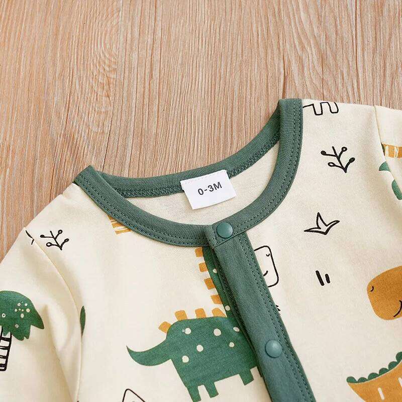 Newborn Baby Boys Infant Outfit Toddler Jumpsuit Costume Romper Onesie Long Sleeve Print Clothes Spring and Autumn Girls 26Y0224