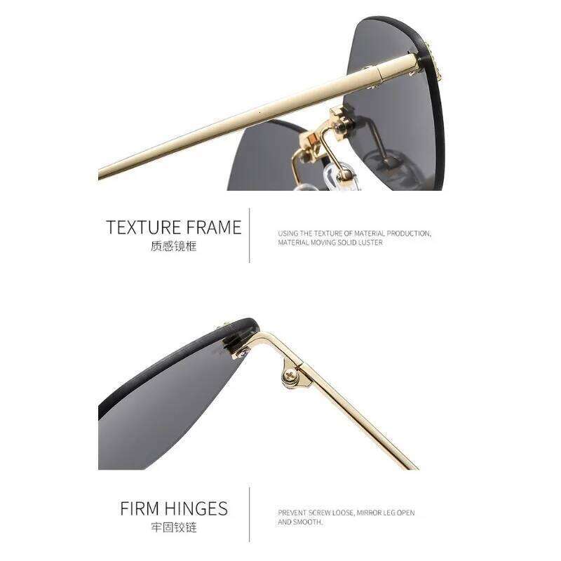 Trendy Rimless Diamond-shaped Sunglasses F Women's Luxury Brand Sun Glasses Ladies Classic Elegant Eyewear Shades 26W0224