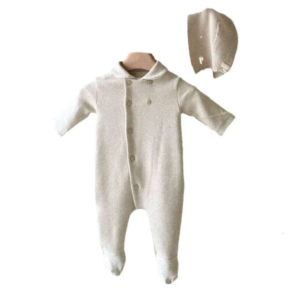 Spring New Baby Long Sleeve Lapel Romper Cotton Infant Boy Girl Solid Casual Jumpsuit Newborn Toddler Clothes 0-24M 26H0224