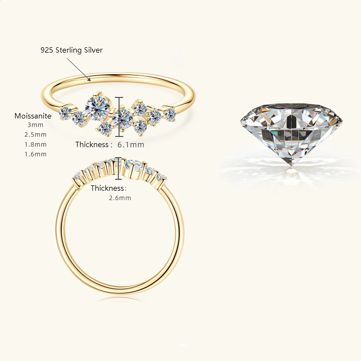 Na Fine Jewelry Gold Plated 925 Sterling Silver VVS Ring Women Flower Engagement Promise Ladies Ring 260124