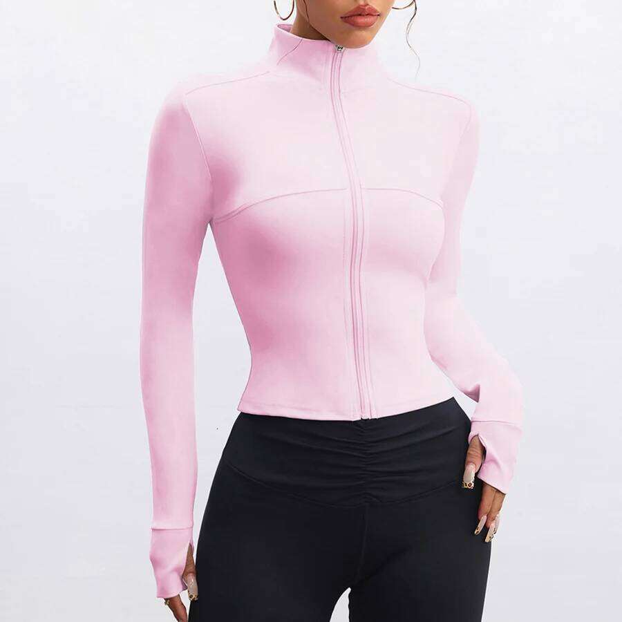 Seamless Sports Zippy Shirt Women Long Sleeve Yoga Tops Running Workout Gym Coat Fitness Clothing Activewear 26Y0224