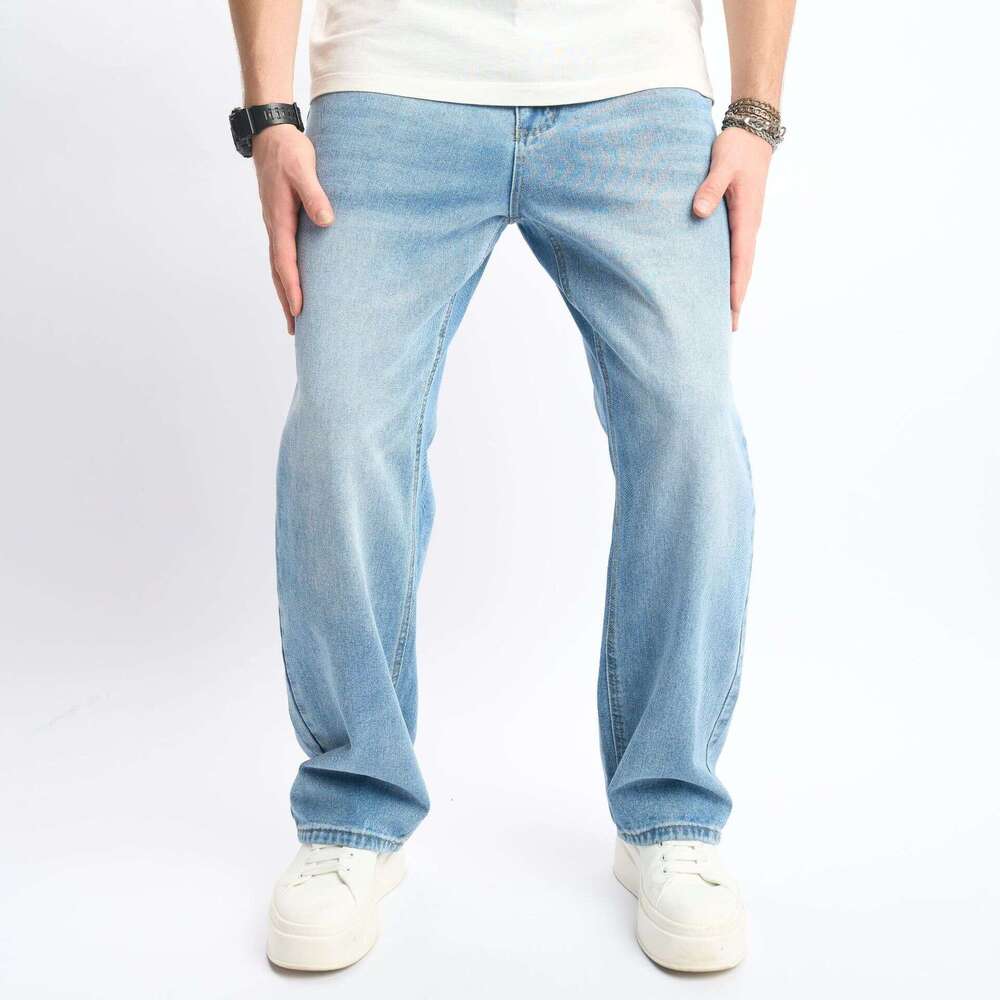 2024 Cross-Border Trade New Men's Jeans American Style Trendy Long High Street Solid Color Wide-Leg Pants