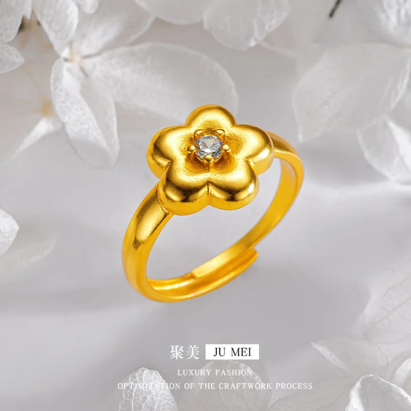 Flower Ring Earring Necklace Set for Women 24K Gold AU999 Minimalist Jewelry with Gradient Pink Enamel Petals 260207