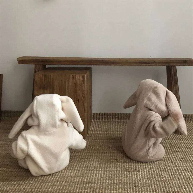 Long Ears Newborn Jumpsuits Autumn Winter Baby Girl Romper Fleece Bunny Hooded Kids Boys Clothes Toddler Outfit Infant Onesie 26H0224
